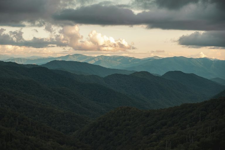 Great Smoky Mountains ridges at sunset
